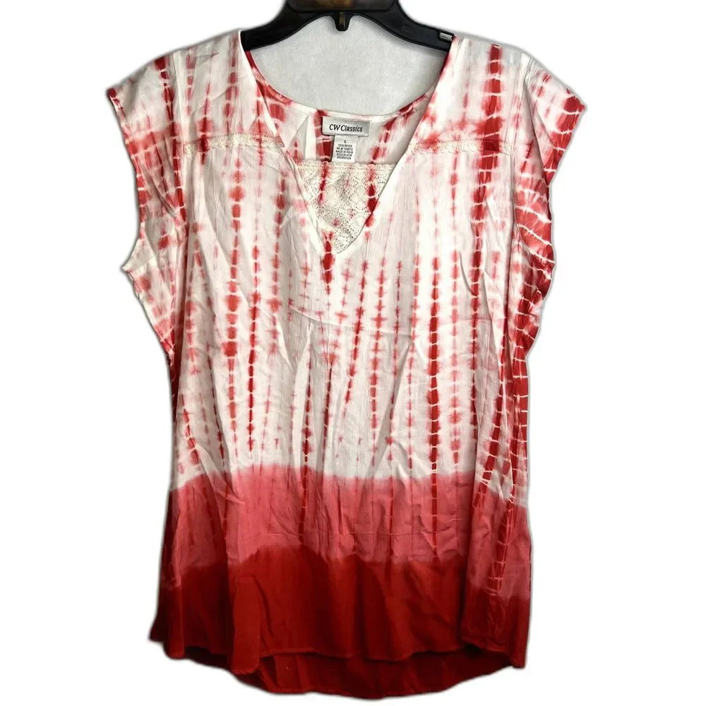 CW Classics‎ Tie Dye Ombre Short Sleeve Top Size Large
